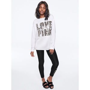 VS PINK Set Leopard Bling Legging & Campus T-Shirt